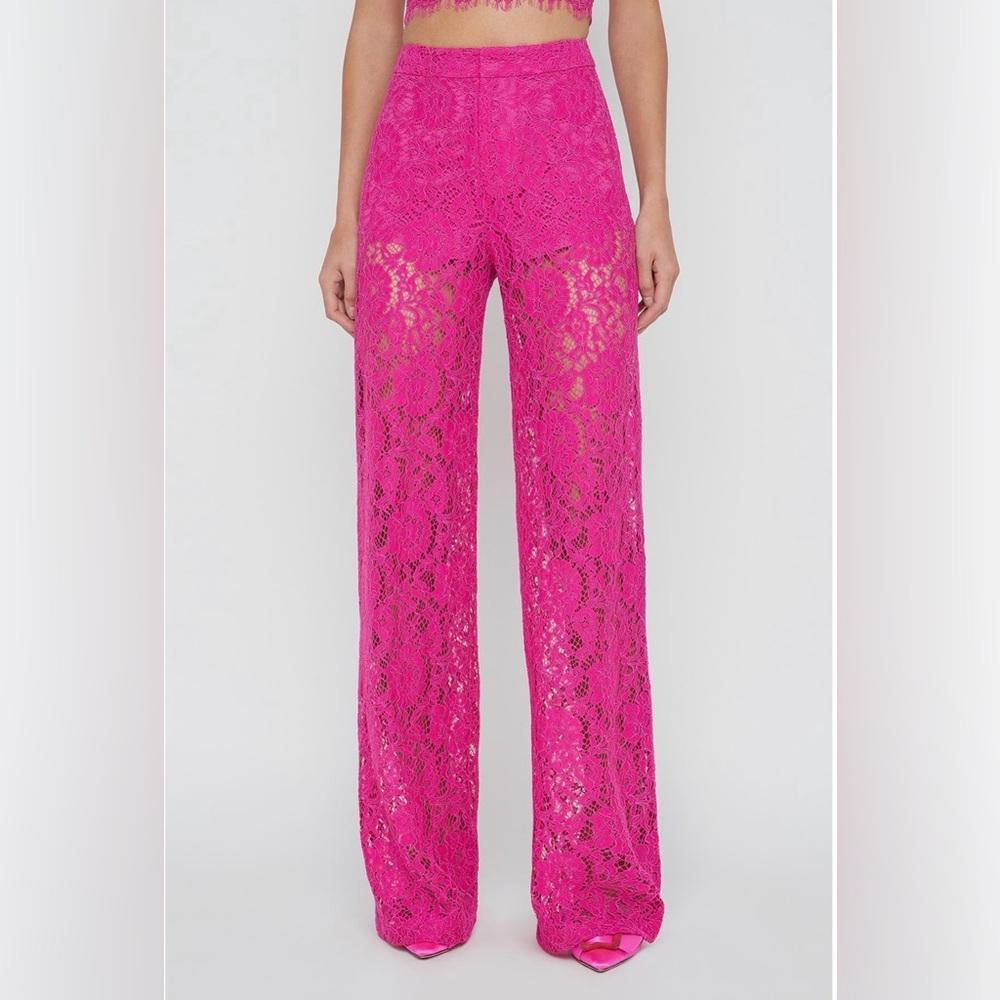 L'AGENCE Fuchsia Lace Wide-Leg Pants